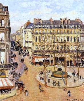 Art Oyster Camille Pissarro Rue Saint-Honore Morning Sun Effect- Place du Theatre Francais - 20.05" x 25.05" Premium Canvas Print Gallery Wrapped