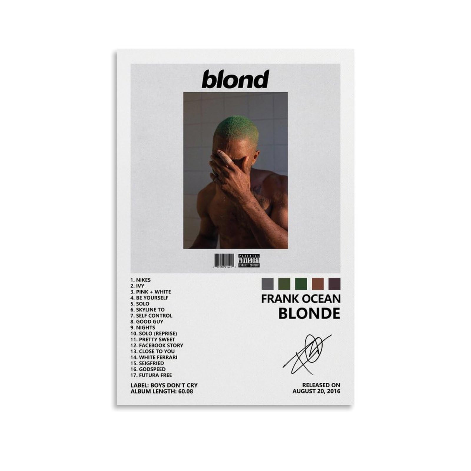 Amazon.com: Piesa Frank Ocean Poster Blonde Album Cover Posters