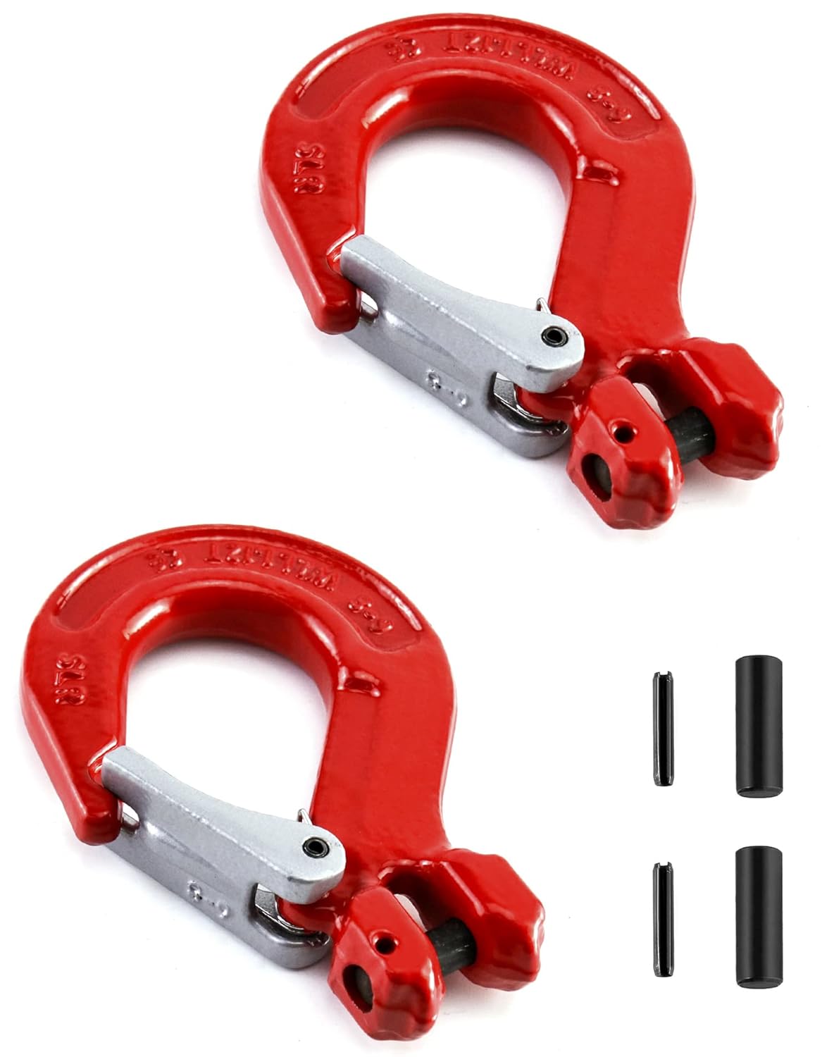 QWORK 5/16" Clevis Slip Hook with Latch, 2 Pack, 2470 lbs Load Limit, Grade 80 Drop Forged Alloy Steel
