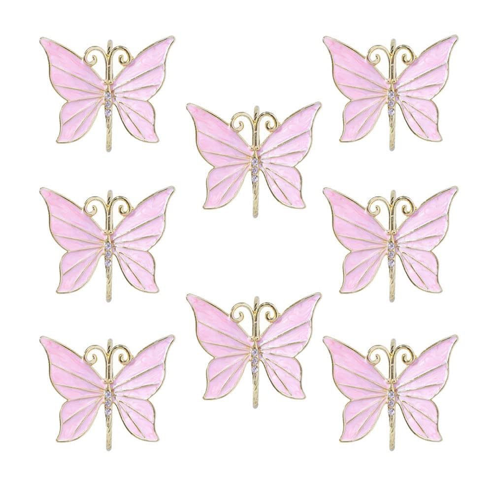 CTRLZS 8PCS Flower Butterfly Napkin Ring Holder for Easter Wedding Party Family Gathering Napkin Cloth Ornament Decoration,A