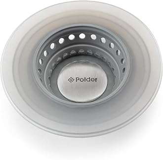 PolderPop-Up Sink Strainer and Stopper, Silicone Sink Stopper, Kitchen Sink Stopper and Strainer, Kitchen Sink Accessories, Dishwasher-Safe, 4.5" Diameter, Gray