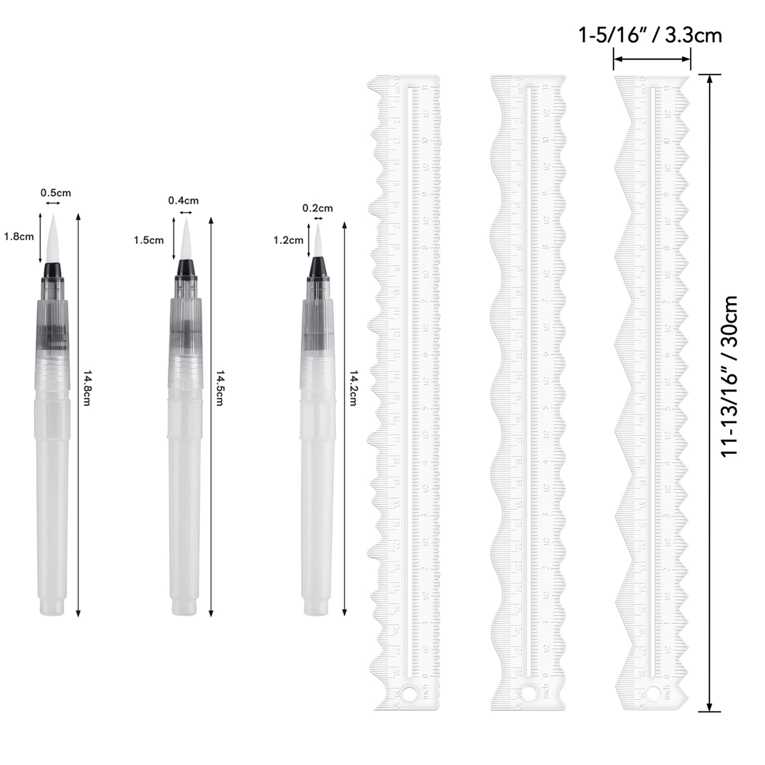 3 PCS Tear Rulers Guides Acrylic Paper Tearing Ruler Deckle Edge Ruler for Card Making Scrapbooking Craft Decor School Office DIY Cutting Dies Tools (11.8x1.3Inch) - Image 2