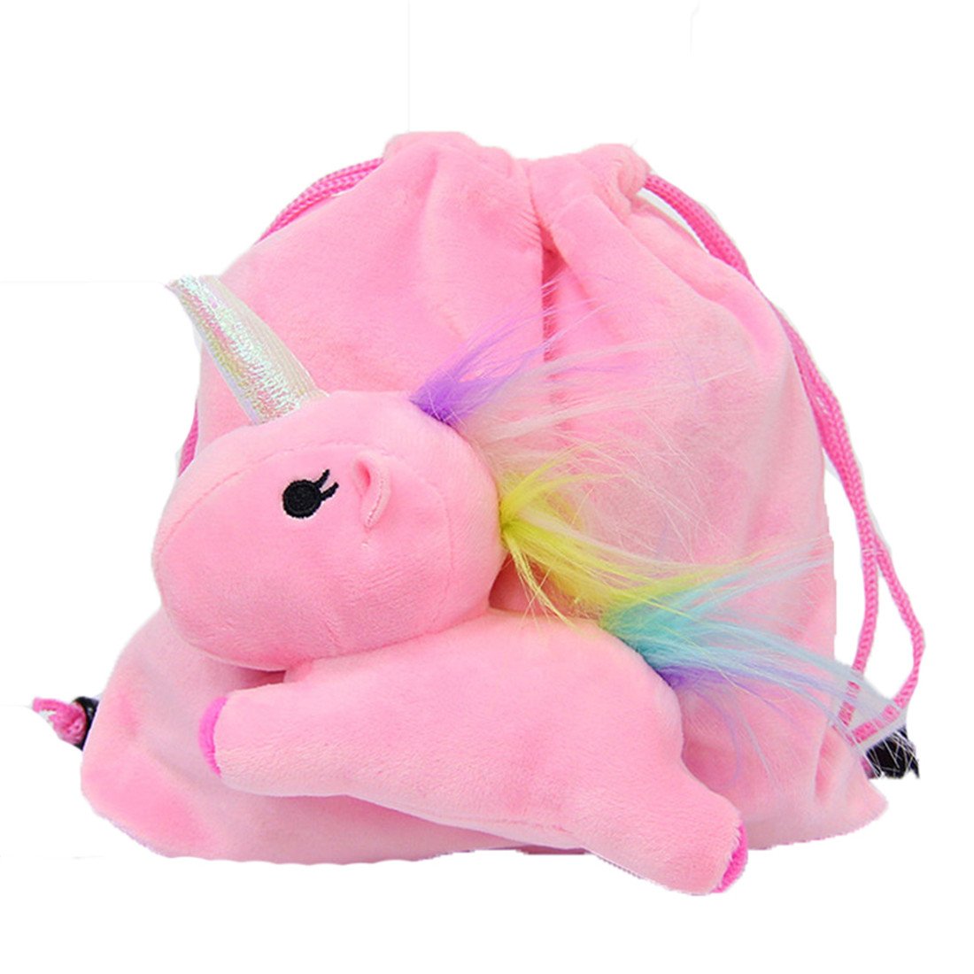 Gumrun Women’s Girls Bucket Drawstrings Plush Make Up Bag Cosmetics Organiser Round Wash Bag Pouch (Pink)