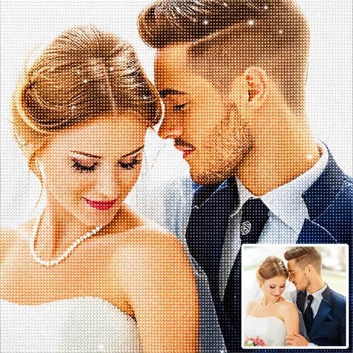 Bemaystar Custom Diamond Art Painting - Personalized Diamond Art for Adults Customized Diamond Art Accessories with Photo DIY Home Decor Full Drill - Round Drill 12x12inch/30x30cm
