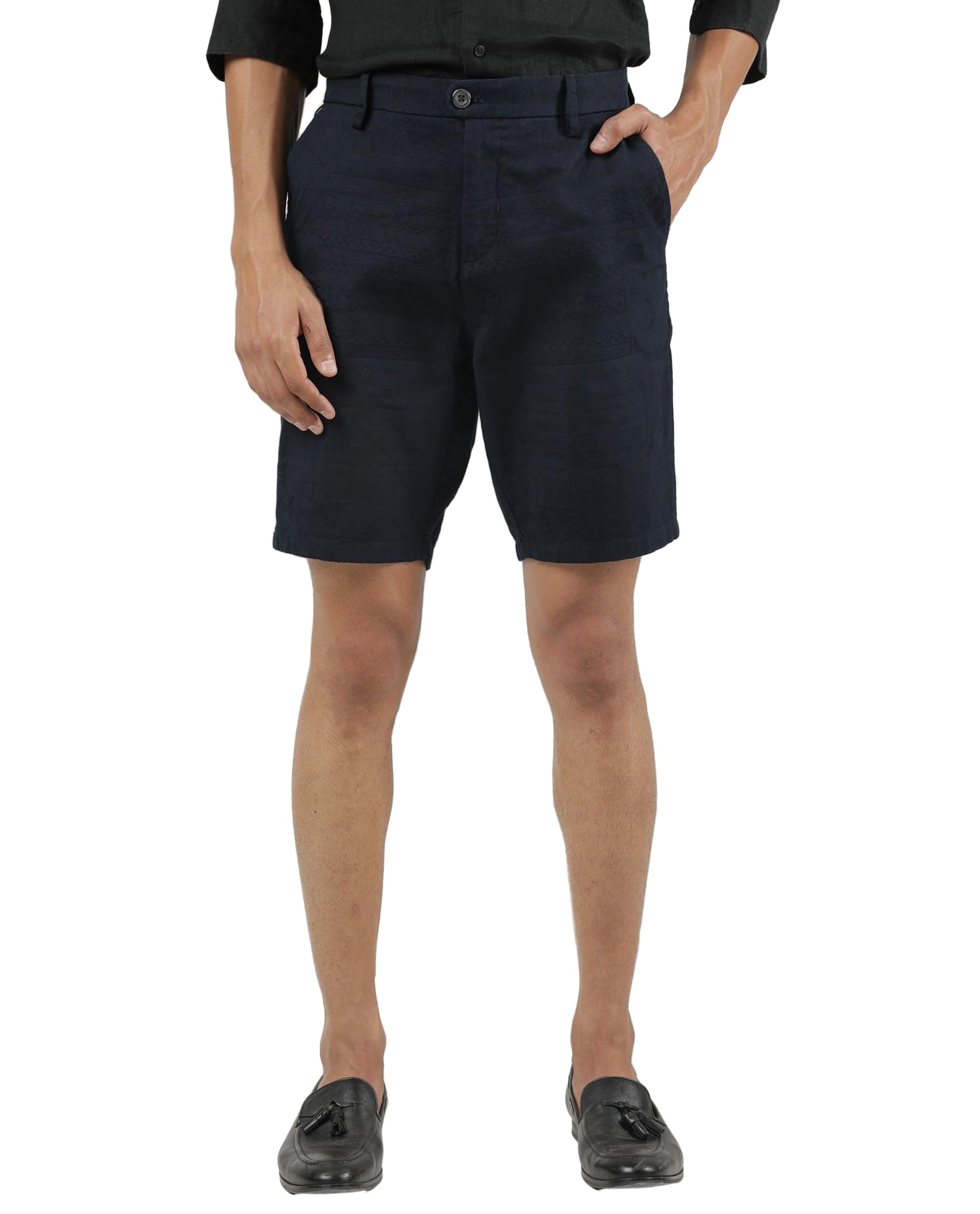 rare rabbit Men's Jaky Regular Fit Solid Cotton Mid-Rise Knee Length Short-picture-26