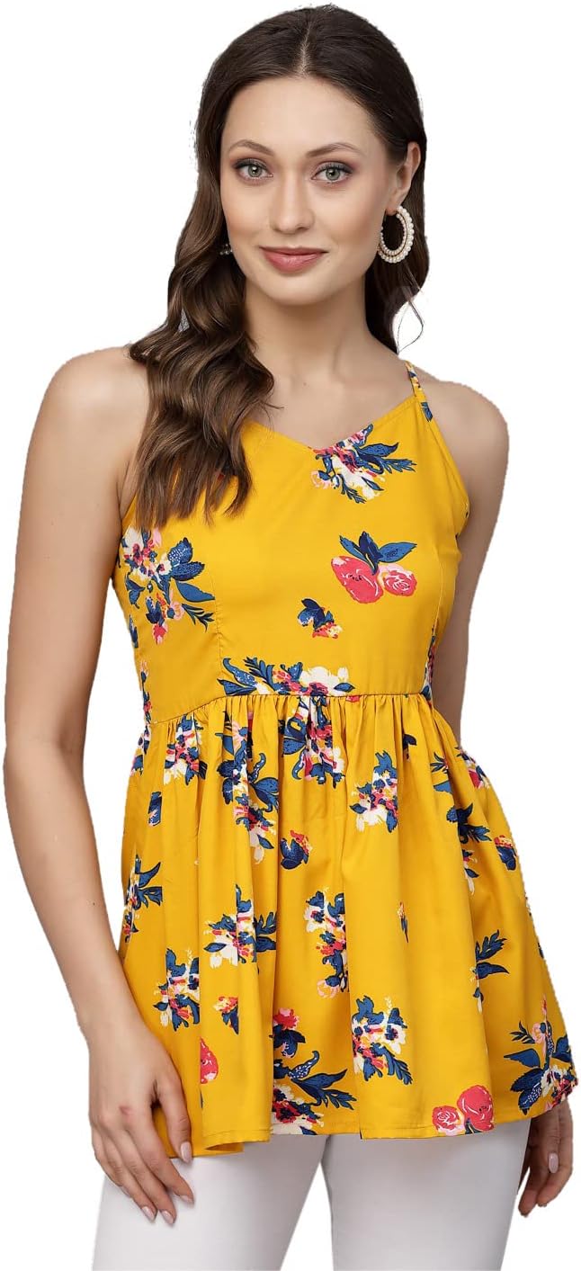 LookMarkWomen's Crepe Top || Dress(SDPL-SD636-L) Yellow