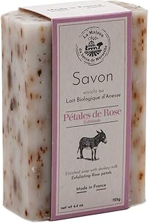 Maison du Savon de Marseille - French Soap made with Fresh Organic Donkey Milk - Rose Petals Fragrance - 125 Gram Bar