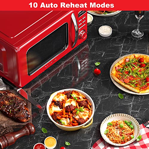 Galanz Glr33Mrdr10 Retro Compact Refrigerator, 3.3 Cu Ft, Red & Glcmkz11Rdr10 Retro Countertop Microwave Oven With Auto Cook & Reheat, Defrost, Quick Start Functions, 1.1 Cu Ft, Red #TOP6