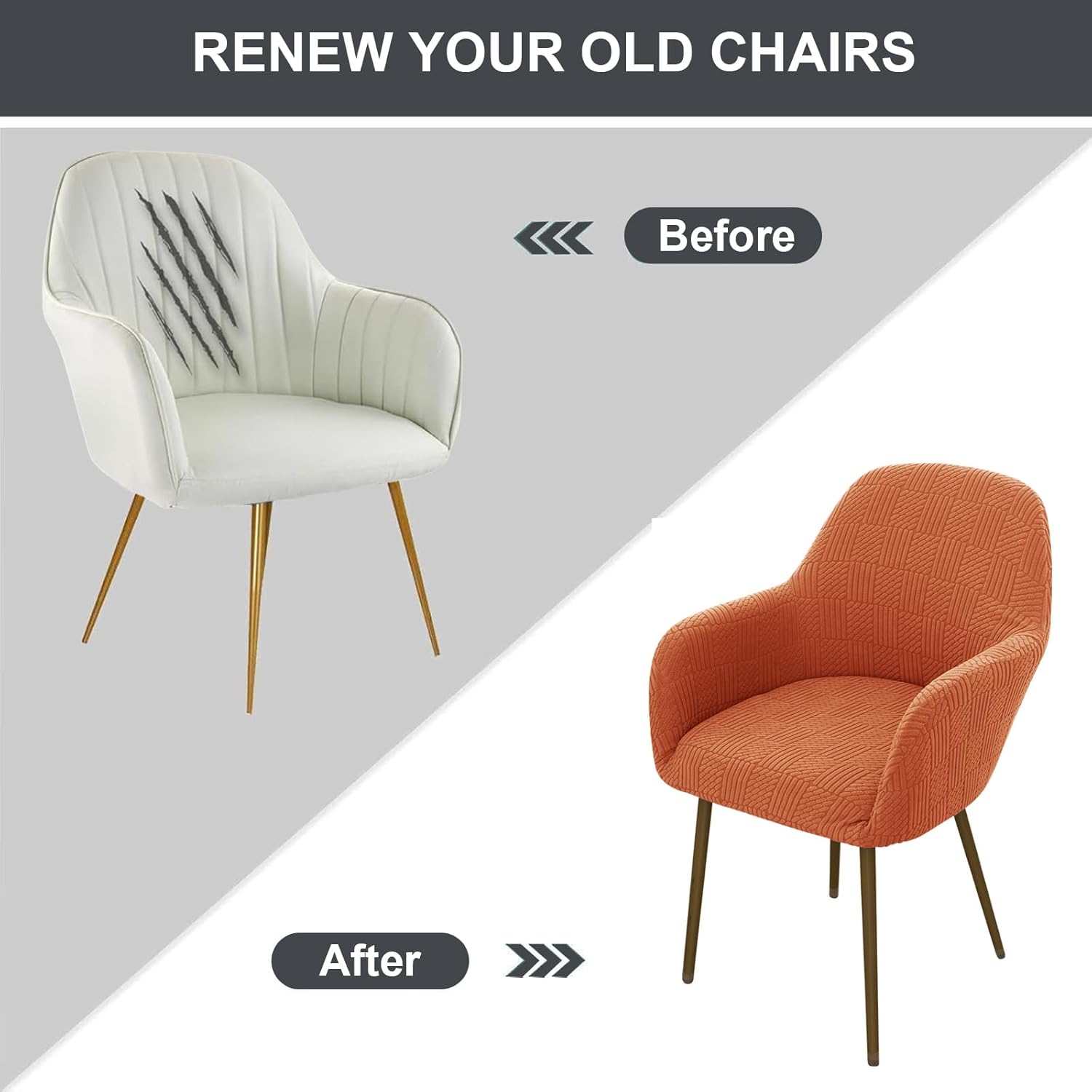 Eco-Ancheng Chair Covers Curved Back Dining Chair Covers Accent Chairs Covers Jacquard Swivel Armchair Slipcover 4PCS Office Chair Sliopcover Chair Protector for Office Living Room Vanity Bedroom,06