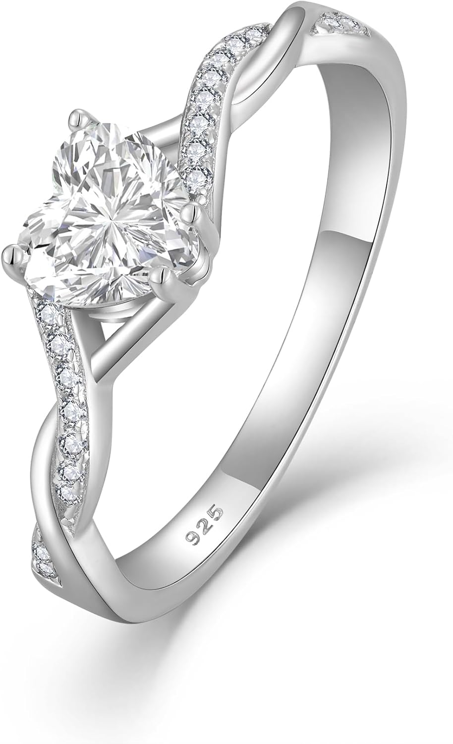 STARCHENIE Moissanite Ring for Women 925 Sterling Silver 18K White Gold Plated D Color VVS1 0.8CT Heart Moissanite Engagement Wedding Promise Ring for Her Size 5-10