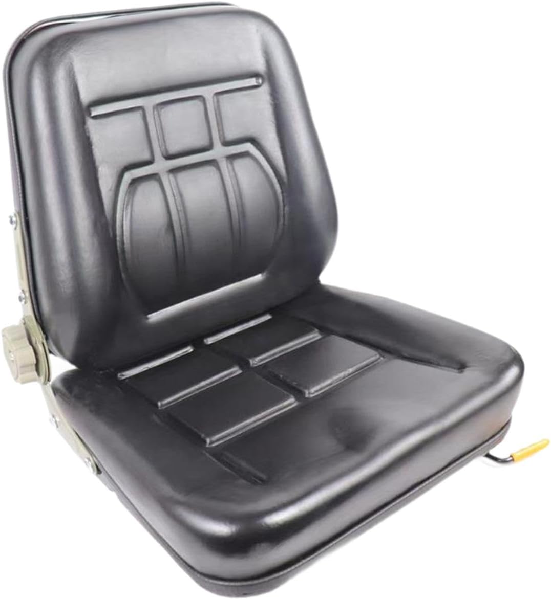 Adjustable Universal Forklift Seat - Premium PU Leather, Heavy Duty for Tractor, Skid Loader, Backhoe, Dozer, Mower - 19.69x16.93x15.75 inch