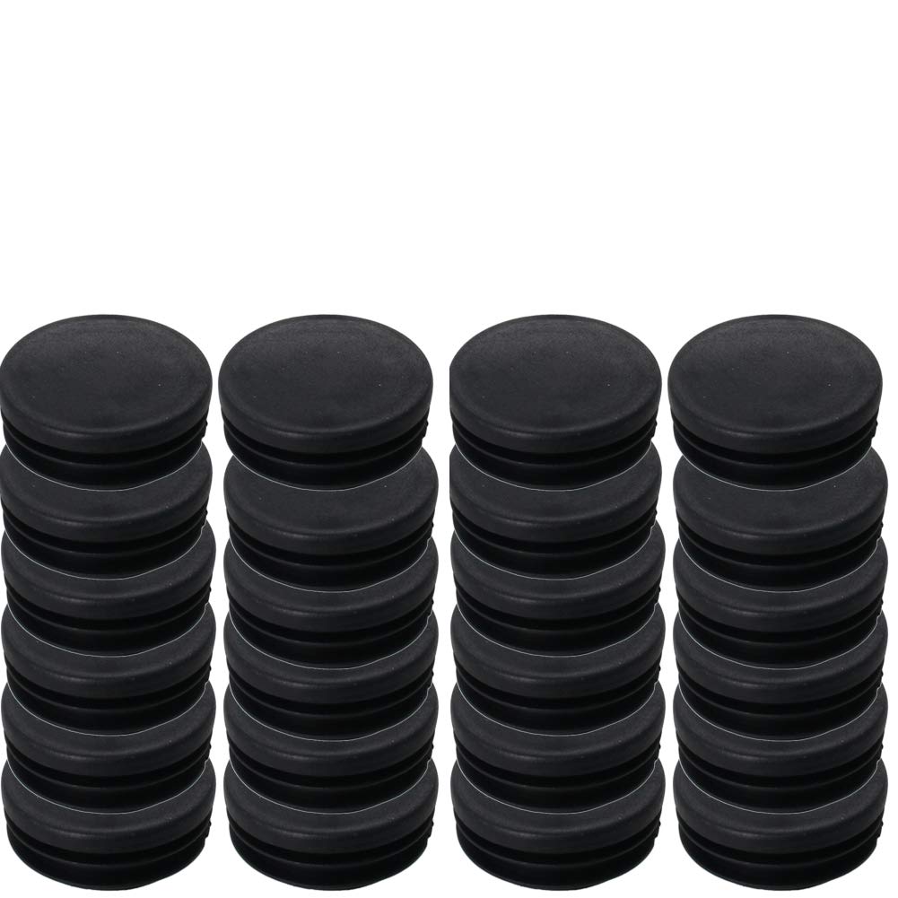 MroMax 60mm Dia Plastic Tubing Plug Round Post End Caps for Handrail Stair Newel Guardrail Tube Black 24Pcs — image 1