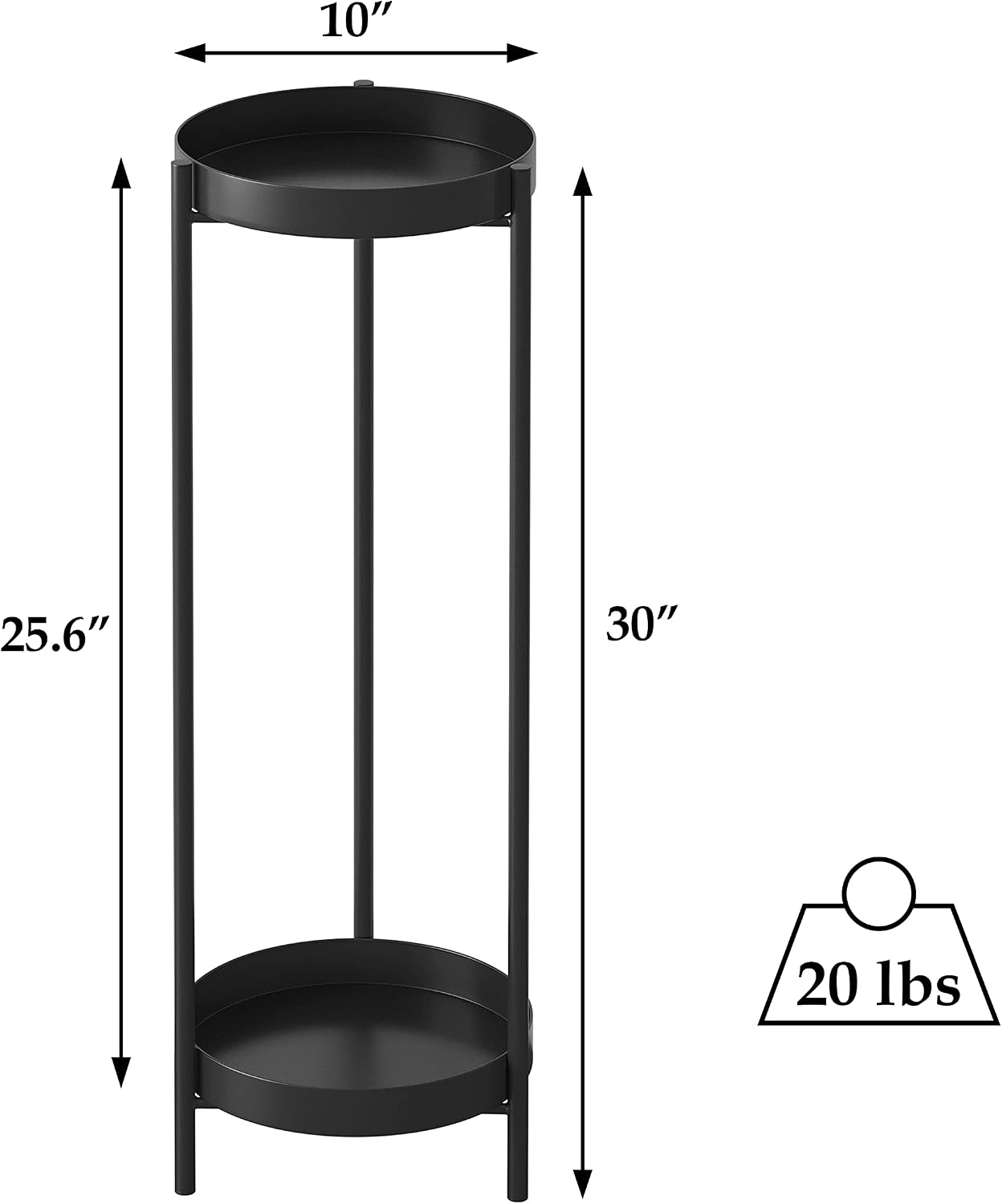 Plant Stand,2 Tier Flower Pot Holder (Black)