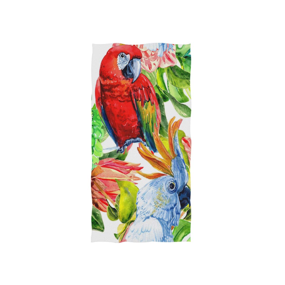 Linomo Girls Hand Towel Tropical Parrot Flower Leaves Towel Cotton Face Towel Dish Towel For Kids Boys Adult