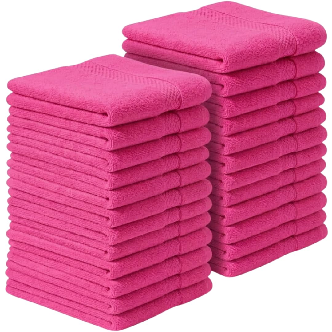 Diamond Tex Premium flannels/Washcloths 100% Cotton face cloth (30x30 cm 600 GSM) – Soft Flannel Face cloth, (Blue Lagoon, Pack of 2,4,6,8,12,24,36,48) (6, Pink)