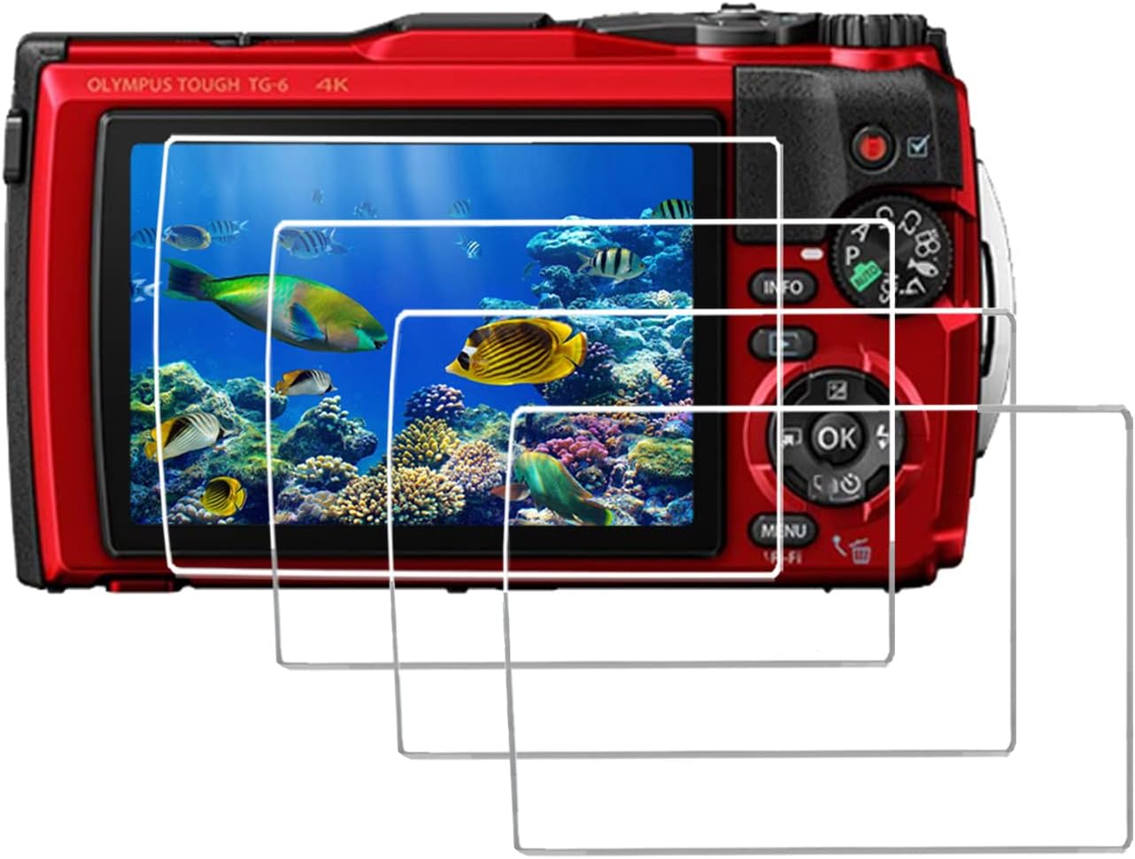 TG-7 TG-6 Glass Screen Protector Compatible Olympus Tough TG-6 TG7 Waterproof Camera, Anti-scratch Tempered Glass crystal-clear Hard Protective Film Shield Cover Guard Lcd protection (4pack)