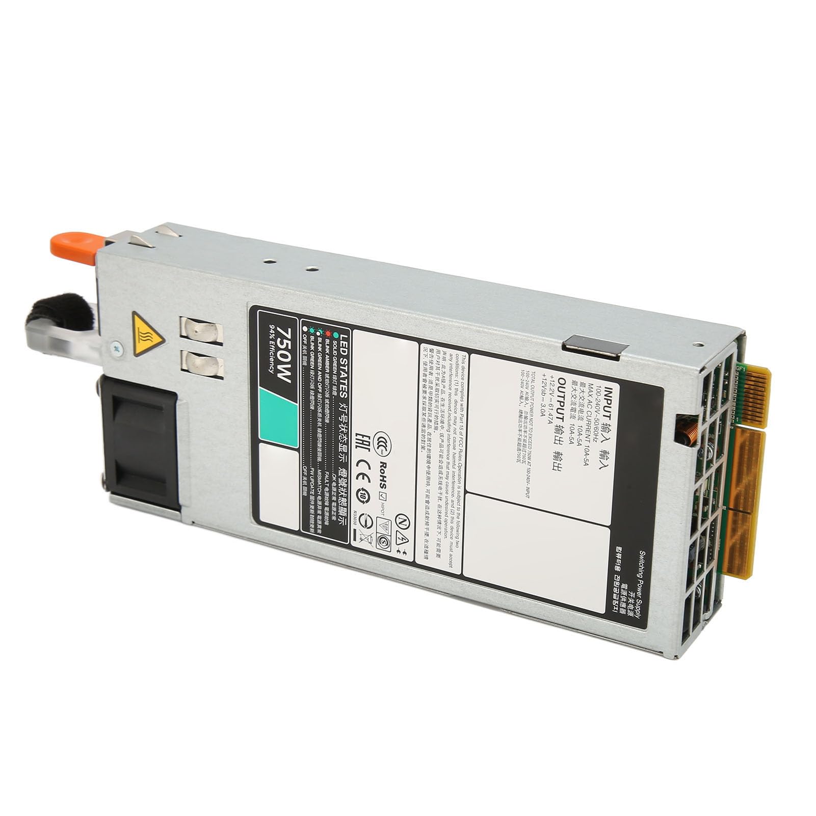 Bewinner 750-W-Server-Netzteil D750E S6 EPP für R530 R630 R730 R730XD R540 R640 R740 R40XD, Zuverlässiges und Langlebiges Ersatznetzteil mit Lüfter, Stabiler 12,2-V-Ausgang