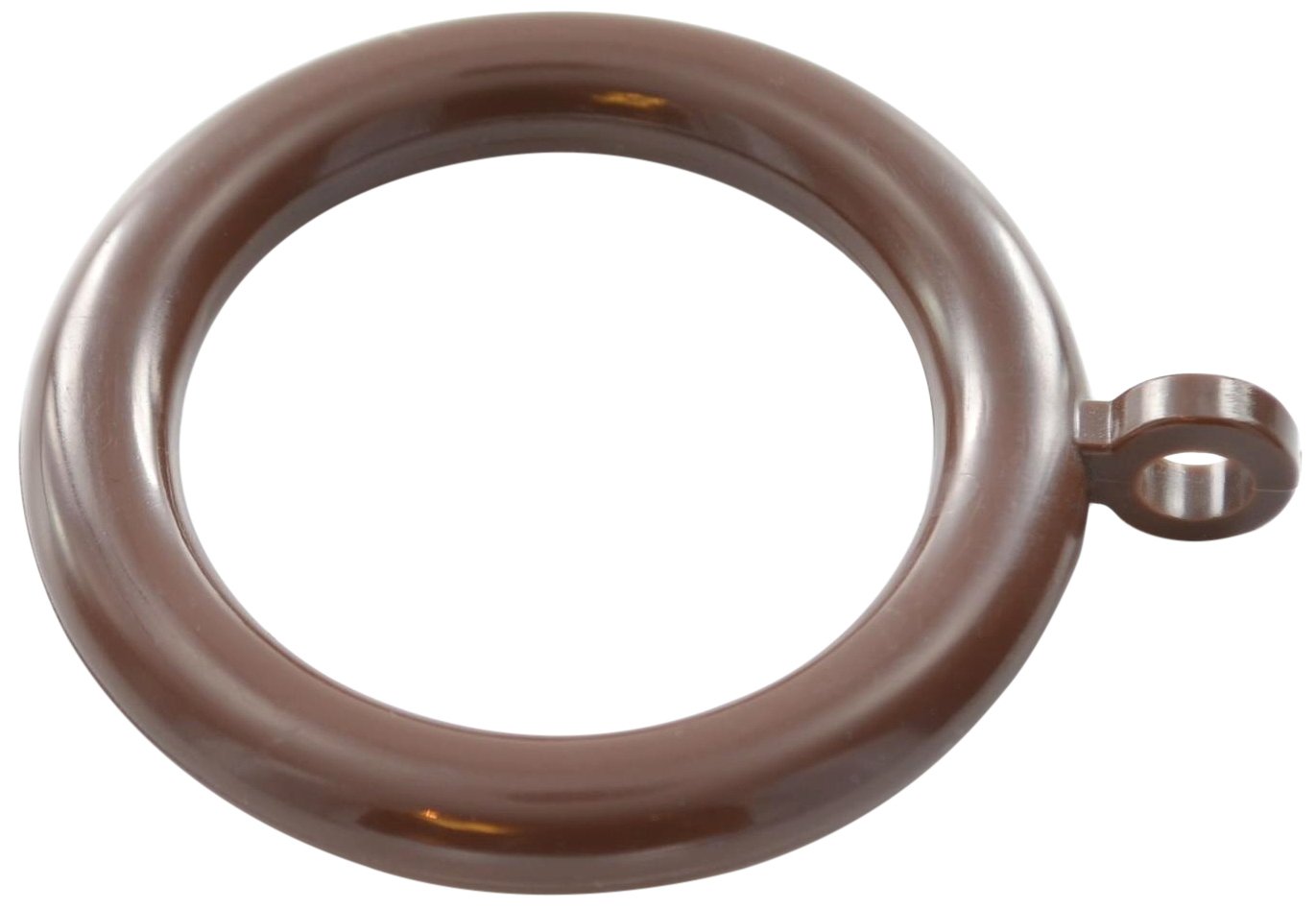 Merriway BH03187 (8 Pcs) Plastic Curtain Drapery Pole Rod Rings with Fixed Eye, Inner Diameter 37mm (1.7/16 inch) Outer Diameter 50mm (2 inch) Dark Brown - Pack of 8 Pieces