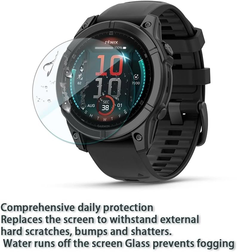 Compatible for Garmin Fenix 7 Screen Protector/Epix Gen 2 47mm / Fenix E (47mm), Tempered Glass Protective Film and Case TPU Soft Frame Cover (Pack of 3+2)