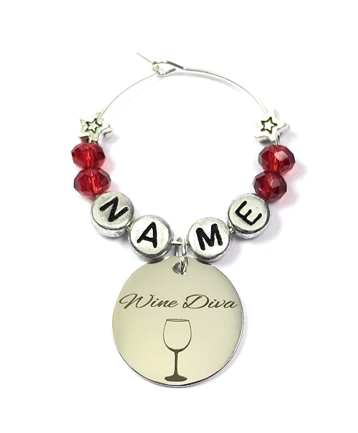 Libby's Market Place Multicolour Personalised Wine Diva Wine Glass Charm On A Gift Card
