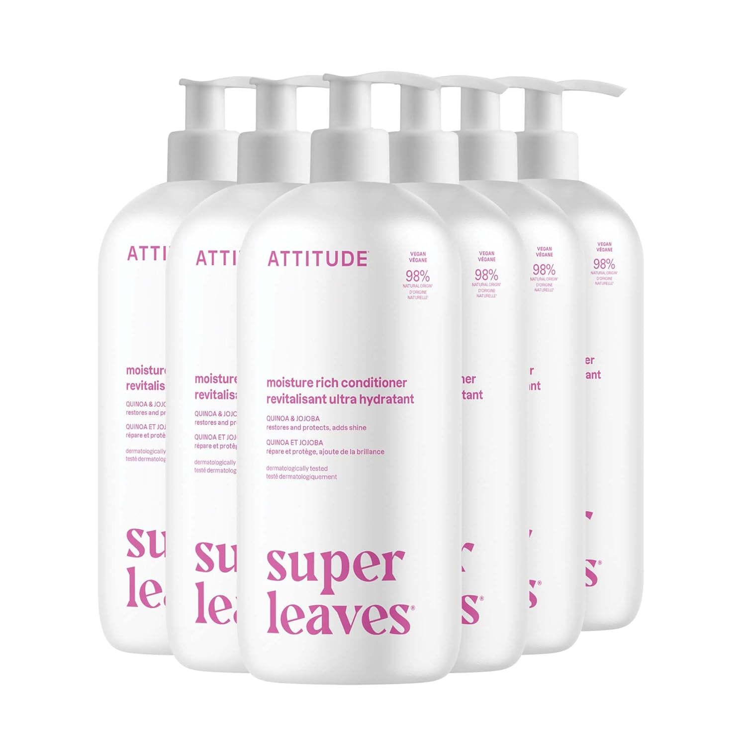 ATTITUDE Moisture Rich Hair Conditioner, For Dry and Damaged Hair, Naturally Derived Ingredients, Vegan Detangler, Dermatologiocally Tested, Quinoa and Jojoba, 32 Fl Oz (Pack of 6) ATTITUDE Moisture Rich Hair Conditioner, For Dry and Damaged Hair, Naturally Derived Ingredients, Vegan Detangler, Dermatologiocally Tested, Quinoa and Jojoba, 32 Fl Oz (Pack of 6)