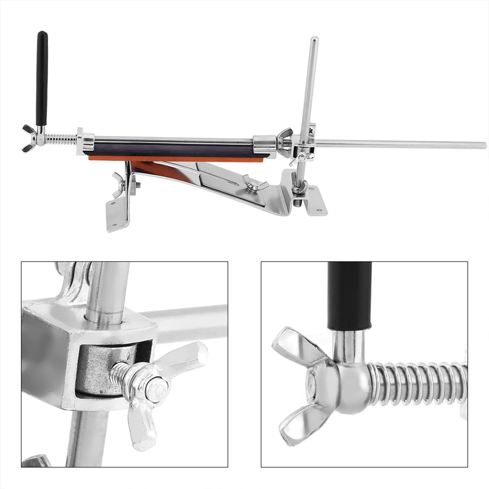 EMUKOEP Pierre à Aiguiser en Acier Inoxydable, Outils D'affûtage, Système D'affûtage à Angle Fixe, 4 Pierres à Aiguiser, Outil de Couteaux de Cuisine