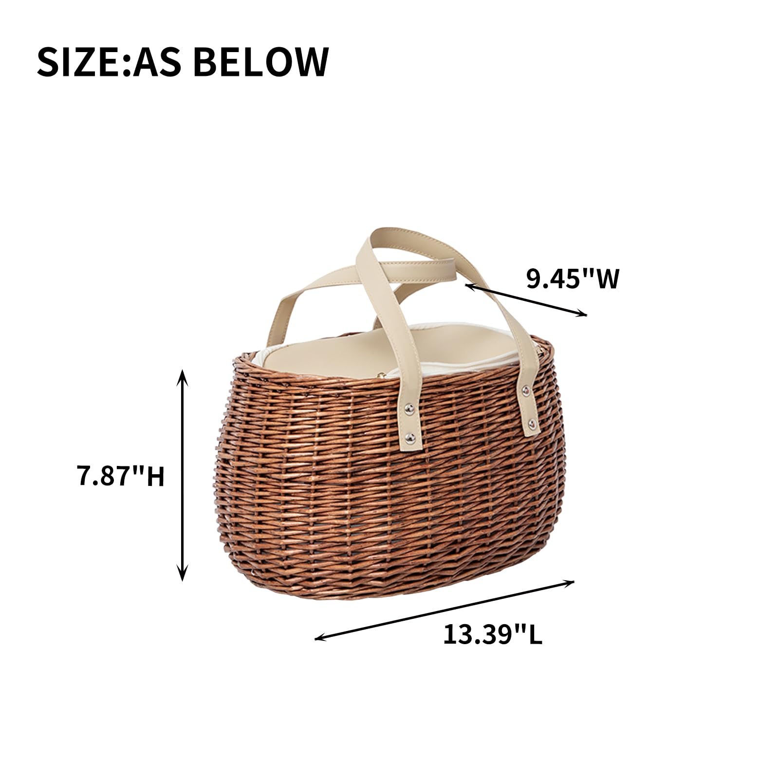 Wicker Insulated Picnic Basket, Natural Willow Hamper Empty Basket with Insulated Cooler Bag and Lid for Camping Outdoor Easter