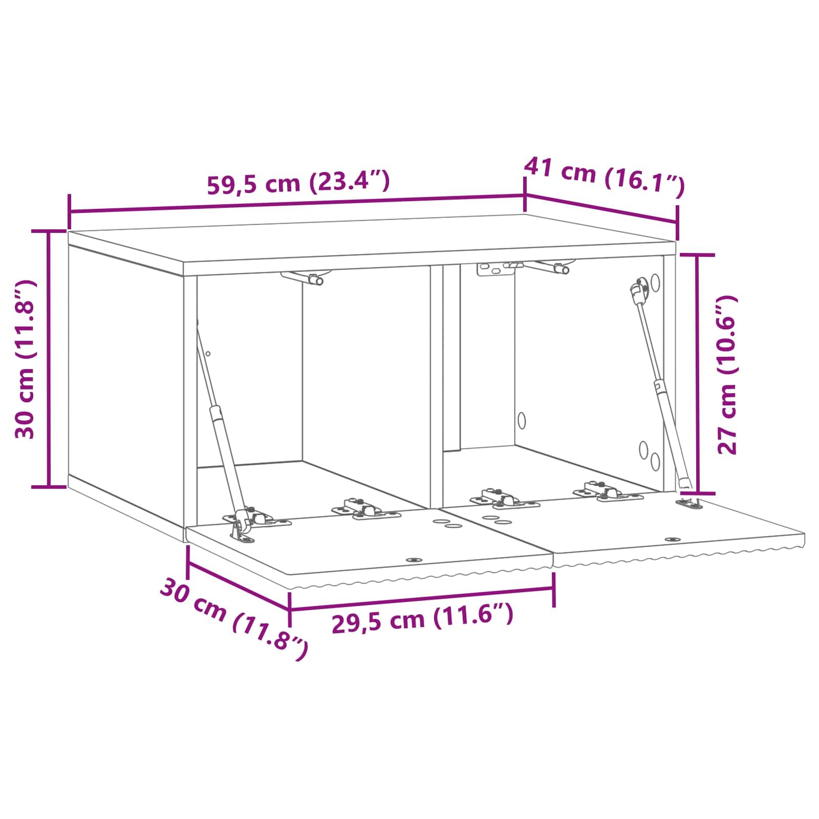 Fengshui Szafka TV montowana na ścianie dąb Sonoma 59,5 x 41 x 30 cm