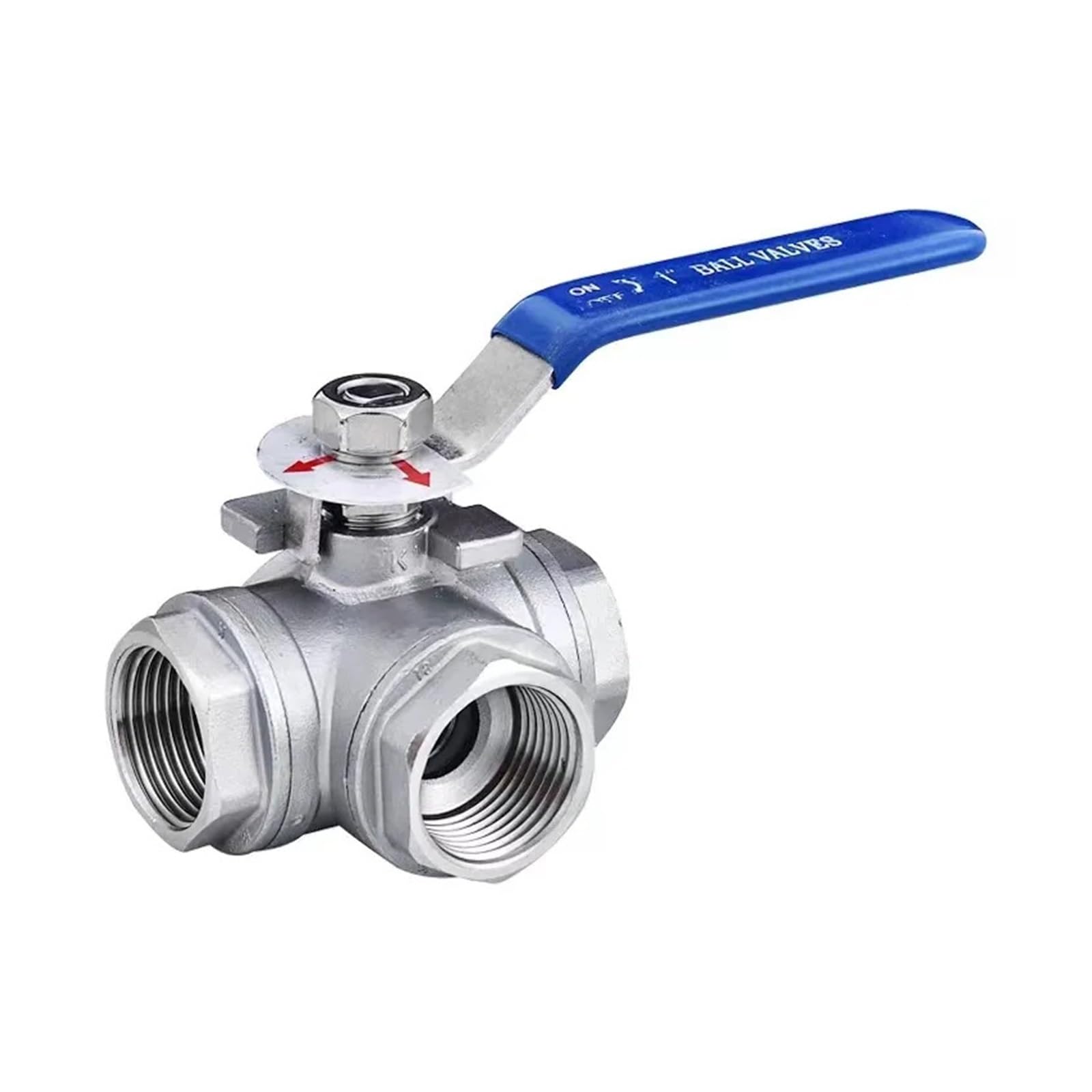 Vanne à boisseau sphérique 3 voies DN25 en inox 304 type T pour fluides