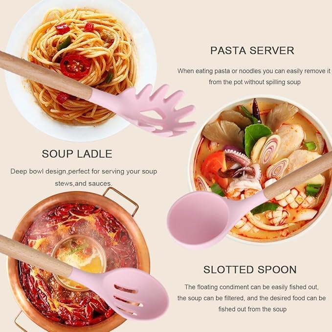 Image of Perfect Pricee Silicone Kitchen Spatula and Utensils Spoon Set 12-Piece Silicone Kitchen Cooking Utensils Set, Non-Stick Utensils Set Heat Resistant Easy Clean, BPA Free Tools (12, Multi)