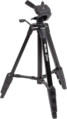 SLIK U884 - Trípode de aluminio plegable compacto de 4 etapas portátil DSLRSLR videocámara con cabezal de bandeja de 3 vías para cámaras Canon Nikon
