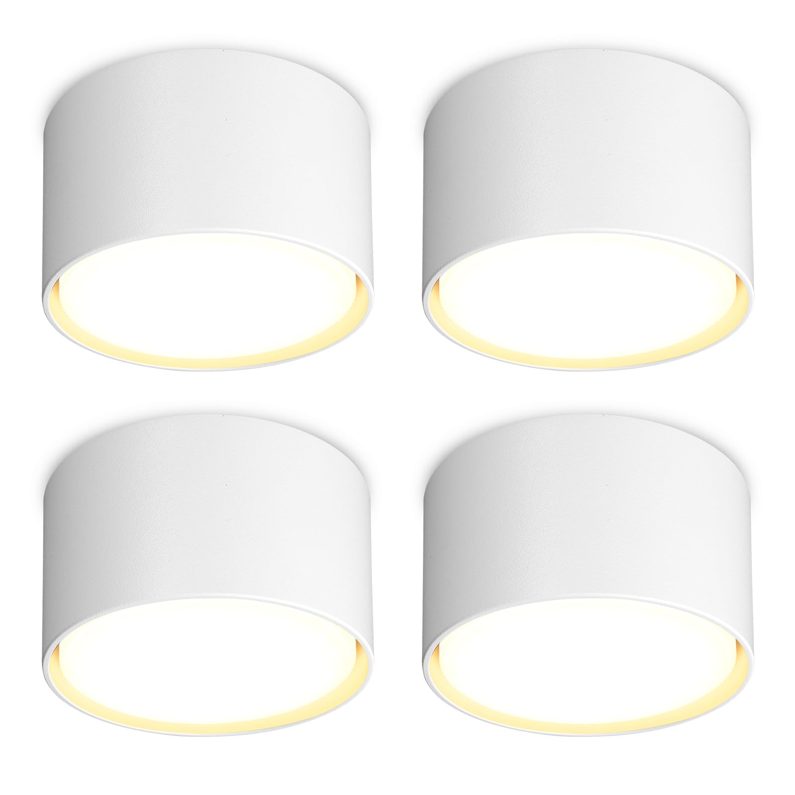 GeyouLux 4x Faretti LED Soffitto - Ø84x50mm - 6W 680LM Faretto LED Interno - 4000K LED GX53 230V Incluso - Angolo del fascio di 180° - Alluminio Lampada da Soffitto (Bianco)