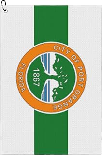 Flag of Port Orange, Florida Golf Towel 16 x 24 Inch Golf Towels for Golf Bags with Carabiner Clip Polyester Golf Towel Golf Accessories for Men Women