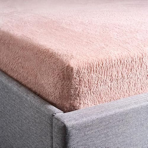Bravich Teddy Fleece Fitted Sheet - King Size Bed. Warm Fitted Sheets With Fluffy Teddy Bear Fleece. Single Pack Bed Sheet For Single, Double, King & Super King Bedding - Rose Pink, King Size