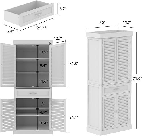 Miniatura 2 de ECACAD Armario de almacenamiento de zapatos de 7 niveles con puertas de rejilla, cajón y estantes, zapatero alto de madera para entrada, pasillo,