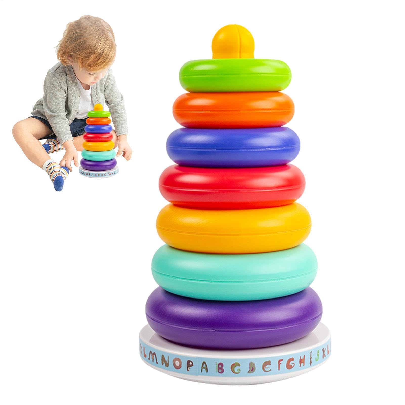 Rainbow Stacking Rings for Kids Sensory Learning STEM Development Toy