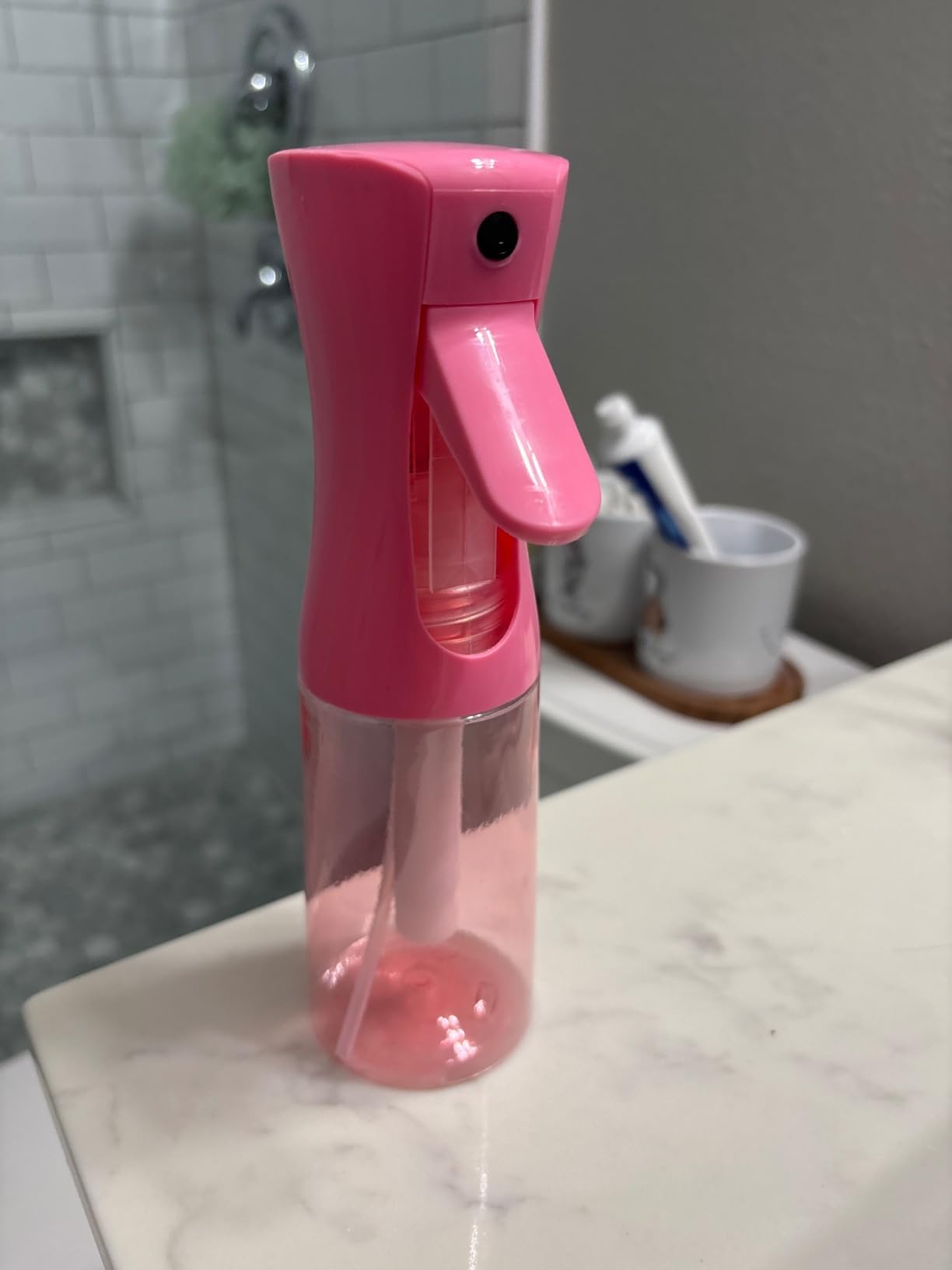 LERPOLOR Empty Spray bottles, Continuous Spray Bottle for Hair, Spray Water Bottle Fine Mist Refillable, Skin Care, Showering Pets, Plants, travel, Ironing and Cleaning 6.8 Ounce (1 Pack, Pink)
