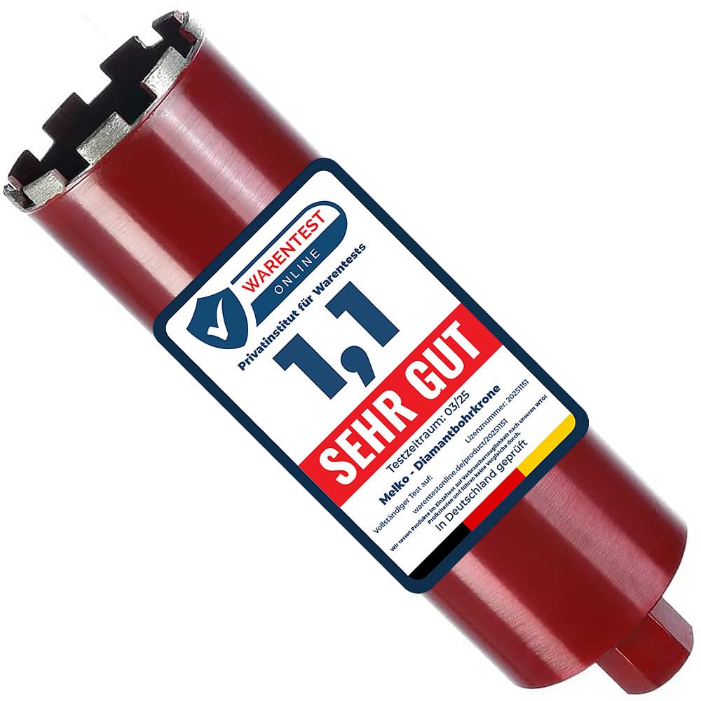 Melko Diamantbohrkrone Kernbohrkrone Kernbohrer- Ø 180 mm Bohrkrone - Nutzlänge 400 mm - Lochbohrer für Mauerwerk Granit Stahlbeton Naturstein Beton Trockenbau