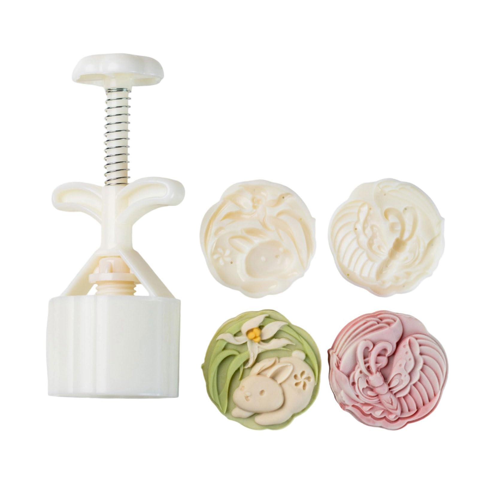 MALSSE Professional 75g Lunarcake Cast Set with Lagomorph Butterfly Patterns Permanent Baking Equipment for Traditional Festival Preparation Lagomorph Butterfly Mold