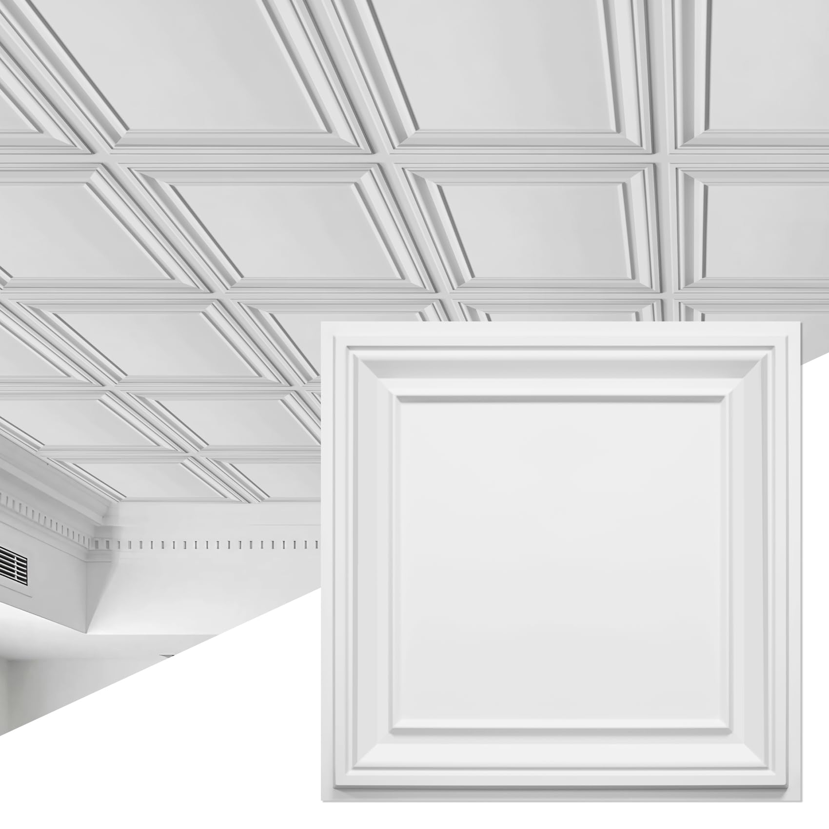 STICKGOO Drop Ceiling Tiles 24x24 Inch, Glue Up Ceiling Panels, Pack of 12