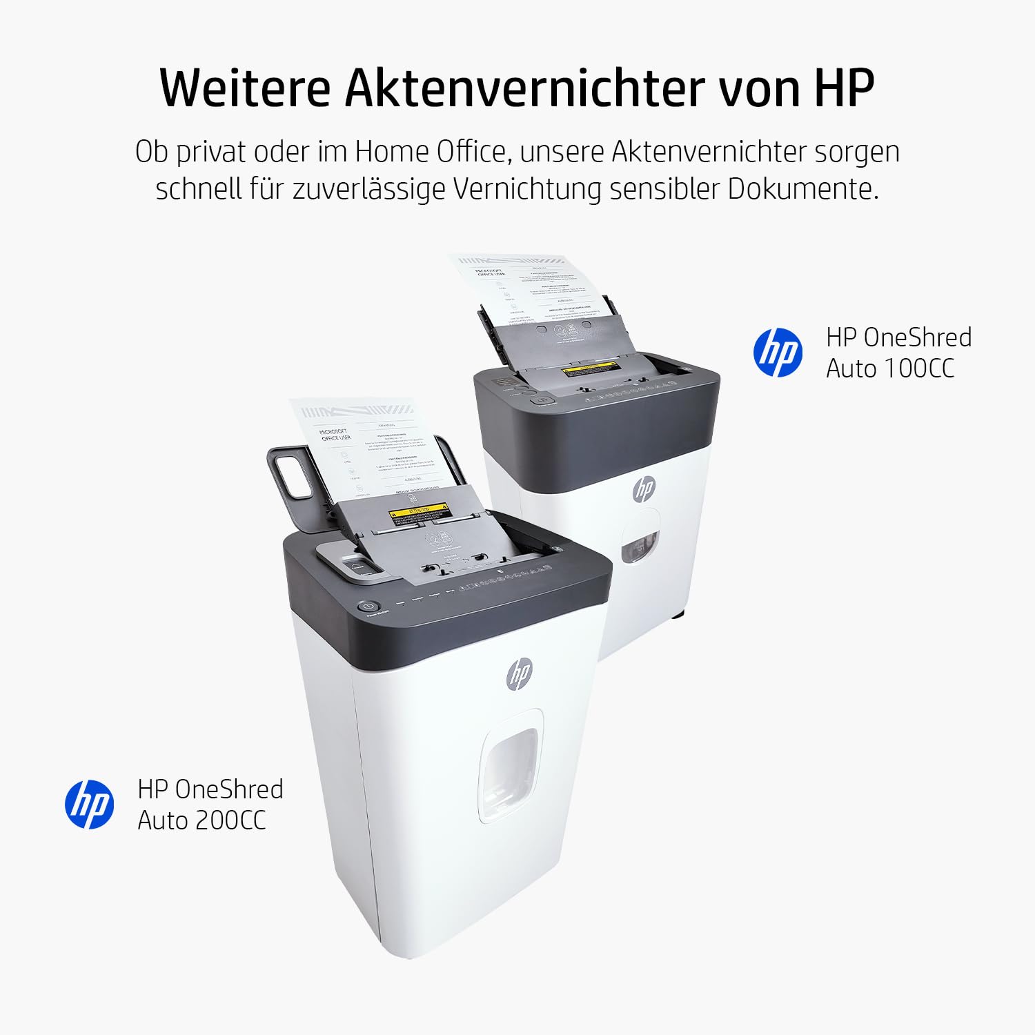 HP OneShred Auto 80CC Aktenvernichter | Shredder Papier 80 Blatt Auto & 8 Blatt Manuell | Schredder Aktenvernichter P-4 | Paper Shredder Cross Cut | Schredderer Papierschredder 15L | Aktenschredder