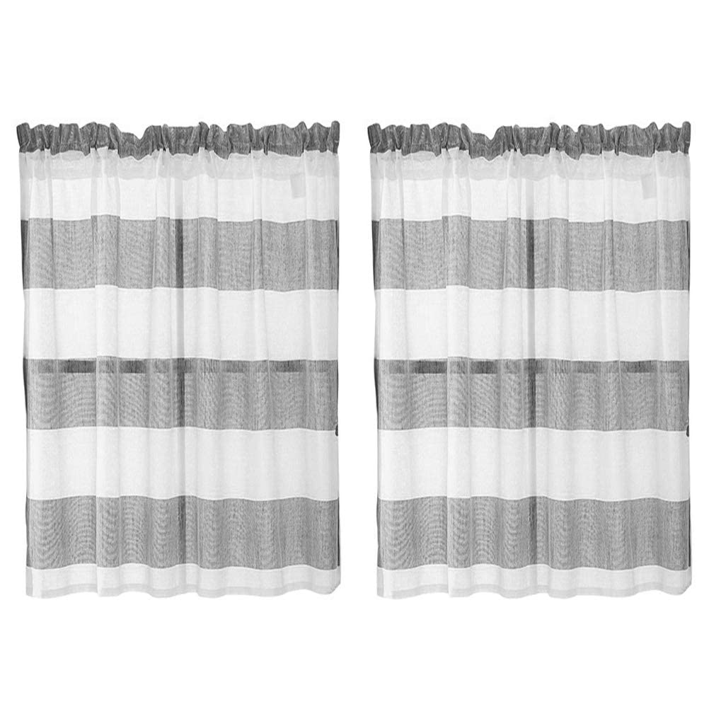 Cortinas de nivel de voile gris de 74x90 cm, la solución de privacidad para ventanas pequeñas