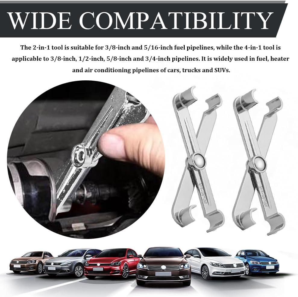 Fuel Line Disconnect Tool, Fuel Filter Removal Tool, 2-in-1 Metal Fuel Line Disconnect Scissors, Auto 3/8 Inch and 5/16 Inch Filter Removal Tool for Quick Disconnection (2 in 1, 1PCS)