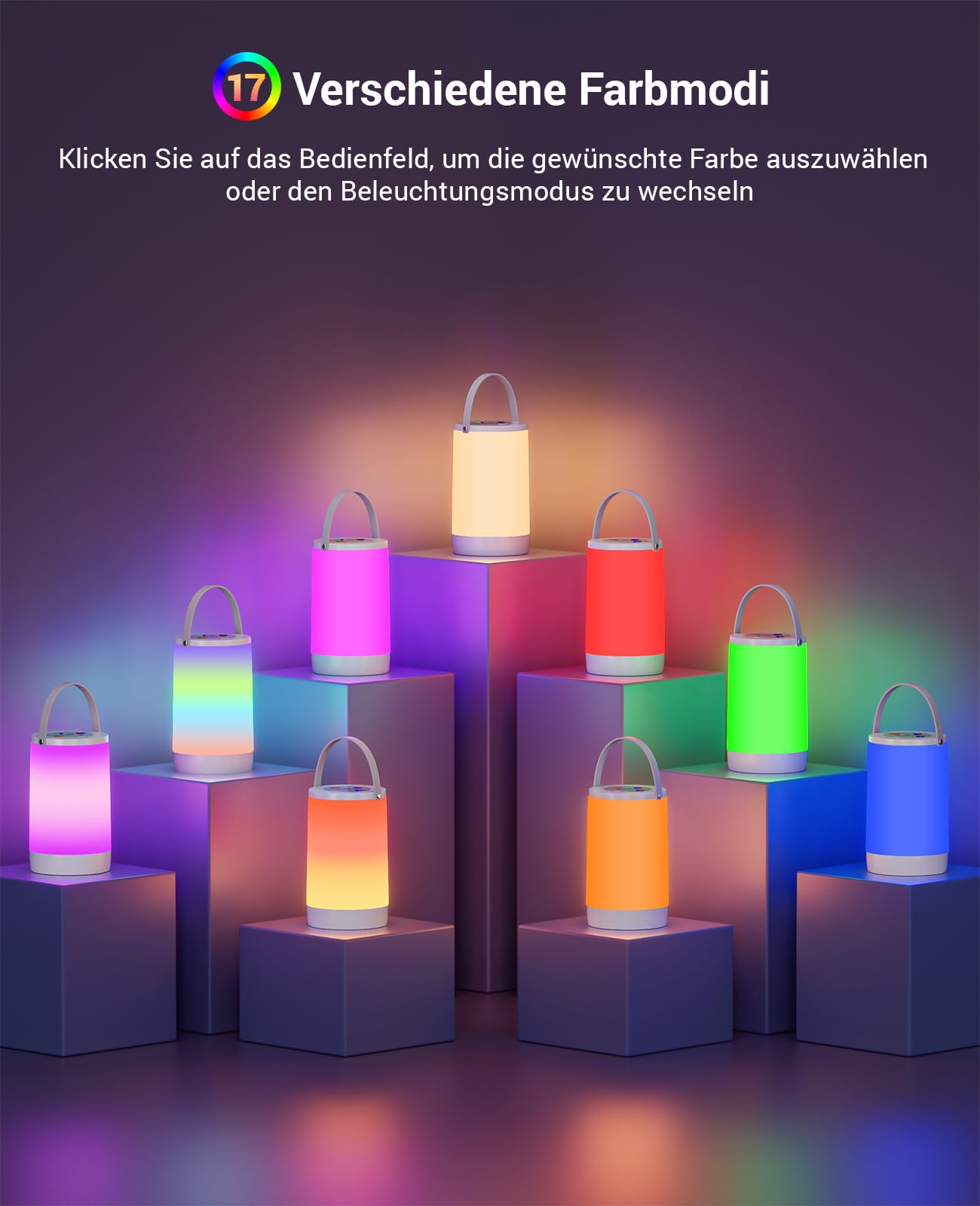 Hensam LED Tischlampe Kabellos Outdoor, Nachttischlampe Akku für Schlafzimmer, Stilllicht Ohne Kabel, Tragbares, 2200mAh, Schlaflicht Dimmbar Rot und 3000K