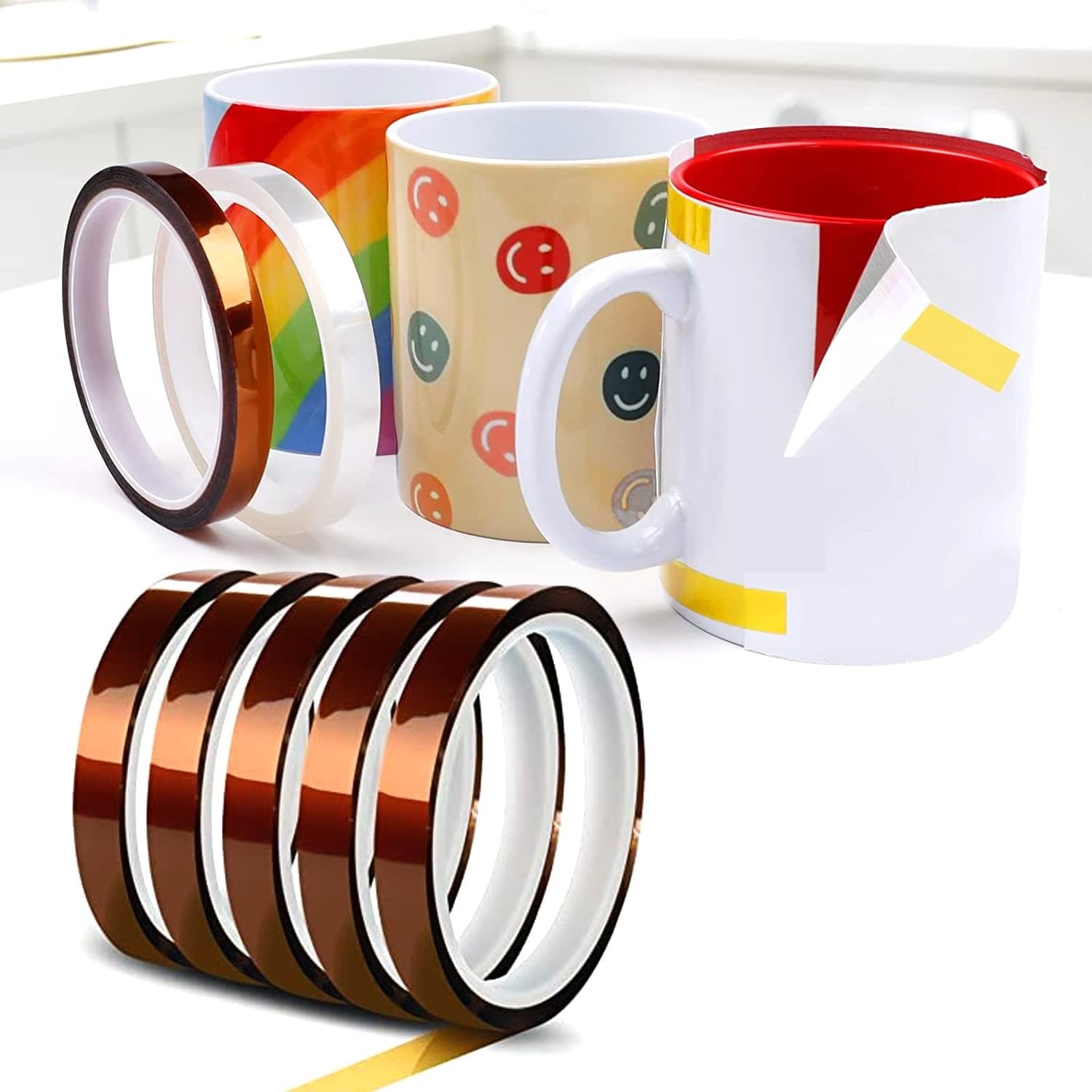 VishList® | Sublimation Heat TAPE | SET OF 5 Pcs | 8 mm | 33 Meter | Heat Tape for MUG Printing | Mobile Cover, Heat Transfer Printing with High Temperature Adhesive Tape | Polyimide Heat Resistant-image-31