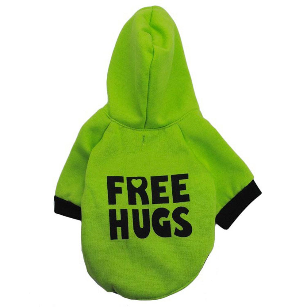 Rdc Pet Fleece Dog Hoodies, Apparel 'Free Hugs' Patterns Basic Hoodie Sweatshirt, Cotton Jacket Coat for Samll Dog & Medium Dog & Cat (Green) (M)
