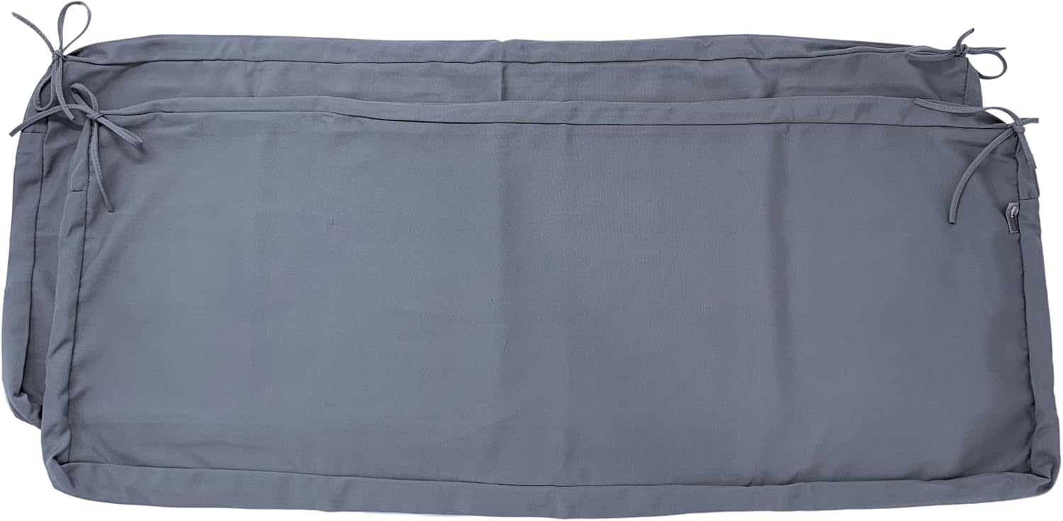 Outdoor Water Resistant Made with Durable Canvas Polyester Fabric Patio Chair Cushion Covers (48x18x3 inches, 2 Covers Pack) (Gray)