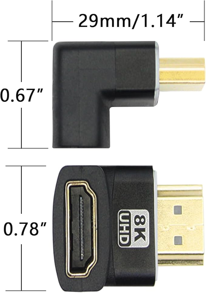 Adaptador HDMI Macho a Hembra 8K 90°/270° para Laptop miniatura 9