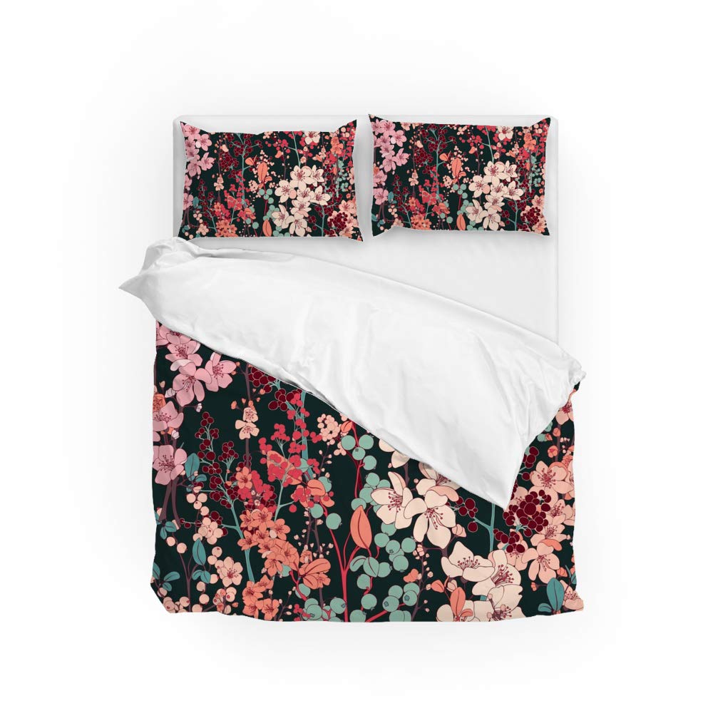 Parure de lit fleurs de cerisier en polyester doux