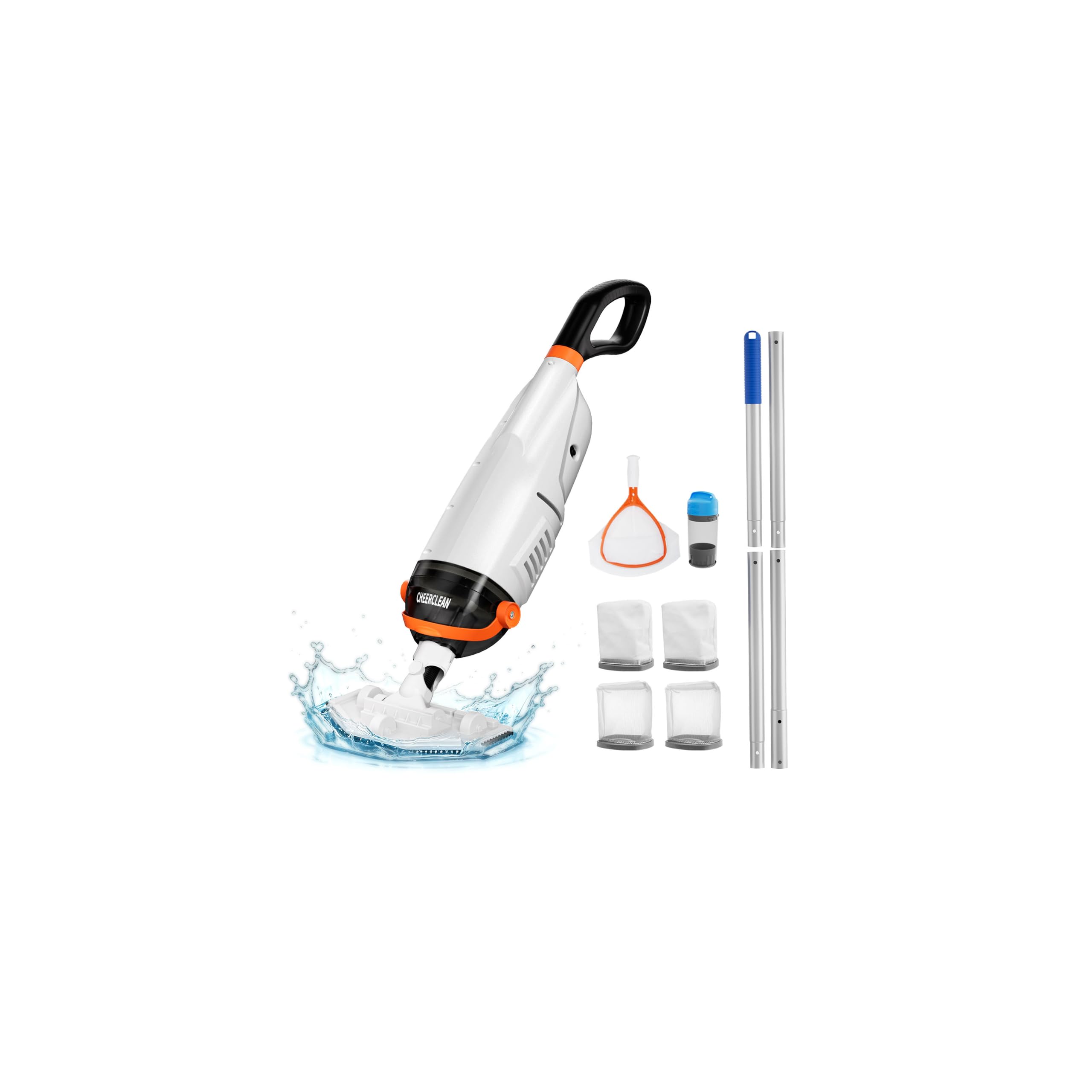 Aspiradora de mano inalámbrica para piscina, spa y jacuzzi, succión de 26.5 GPM, 251 cm, tiempo de funcionamiento de 1 hora, control direccional, limpiador de piscina recargable para piscinas sobre el